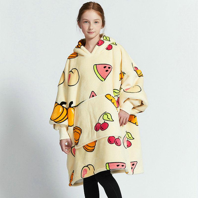 European And American Style Flannel Hooded Lazy Blanket Children Plus Size Cashmere Hoodie