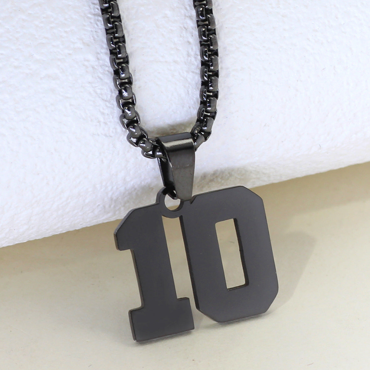 Simple Fashion Numbers Stainless Steel Black Double-sided Necklace