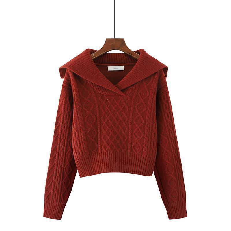 Autumn And Winter New Solid Color Loose And Lazy Style Short Knitwear For Women