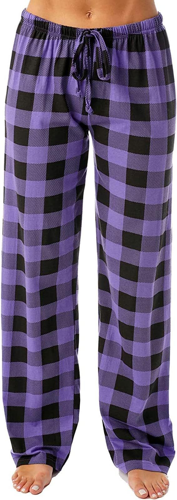 Women's Spring And Autumn Drawstring Plaid Printed Pants Length Leisure Pants Home