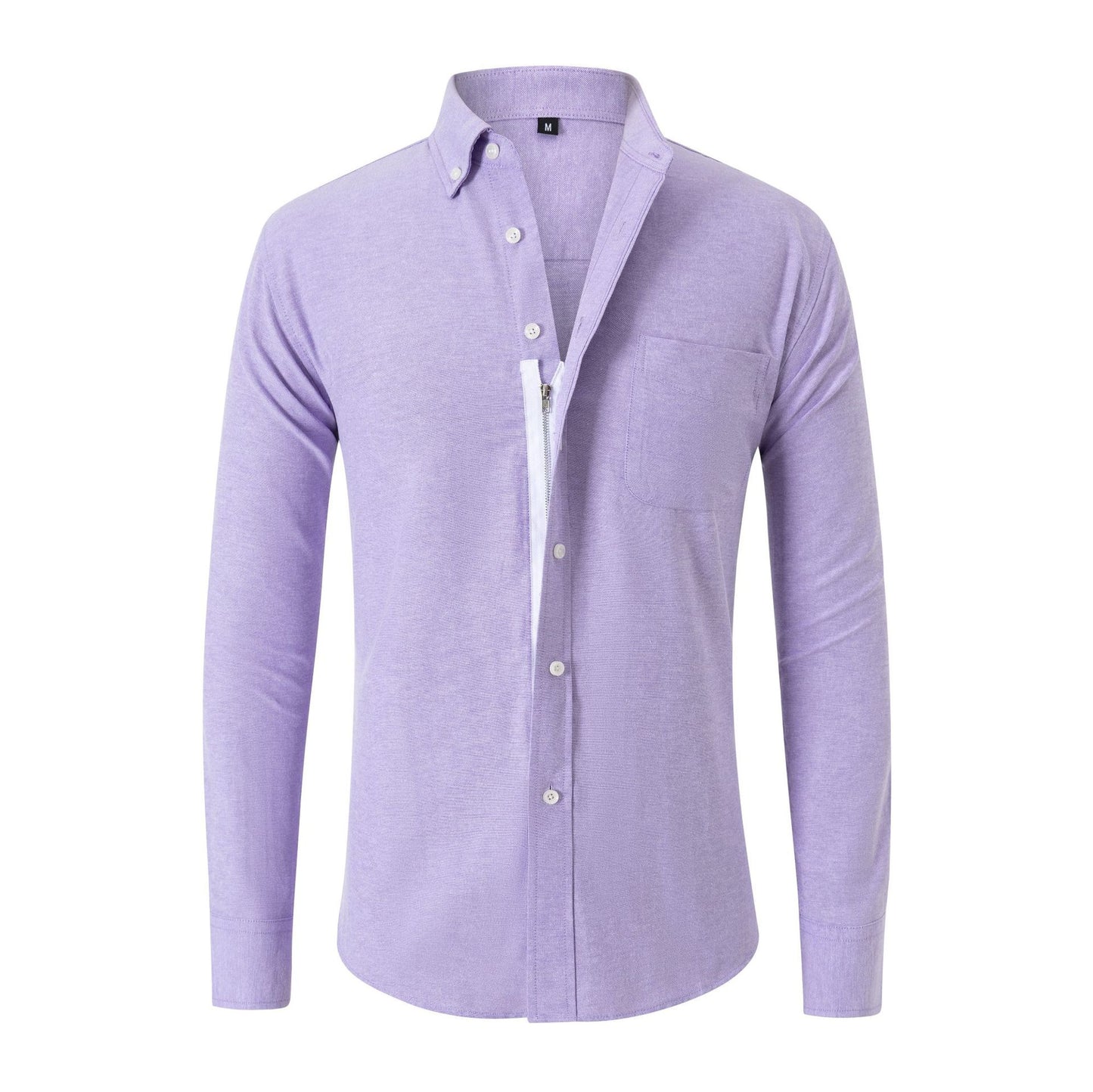 Non-ironing Men's Long-sleeve Zipper Oxford Woven Shirts