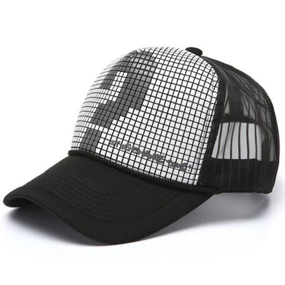 High Fashion Letter Print Embroidery Mesh Cap Korean Style