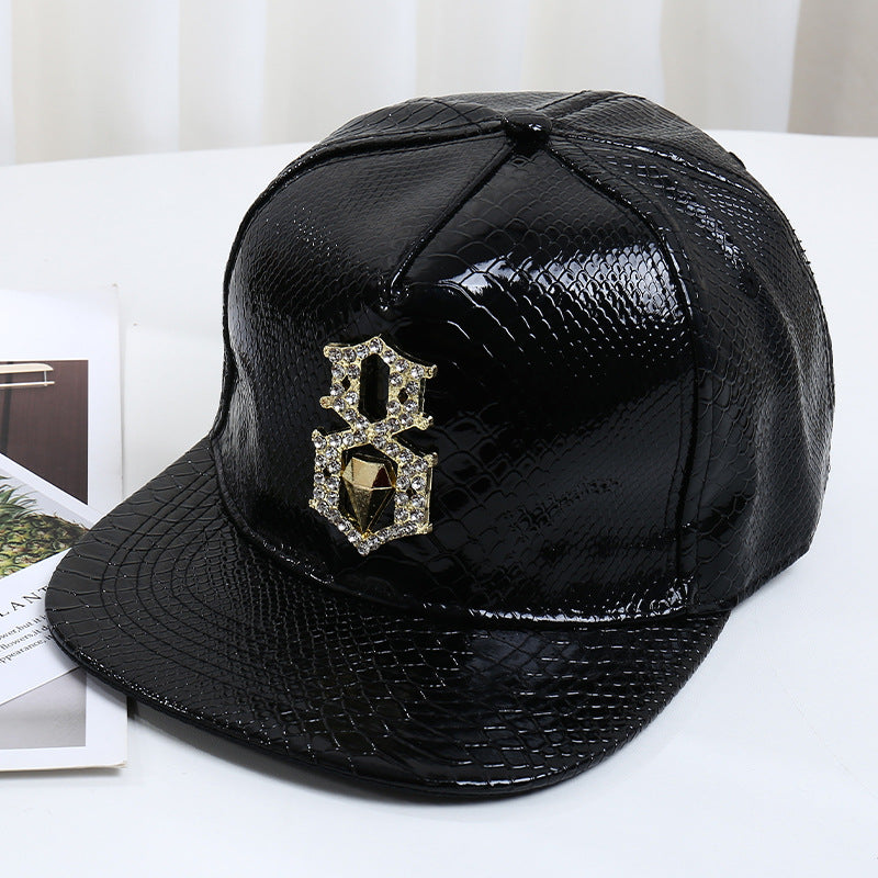 Pattern PU Leather Baseball Cap Hip-hop Fashion Cross