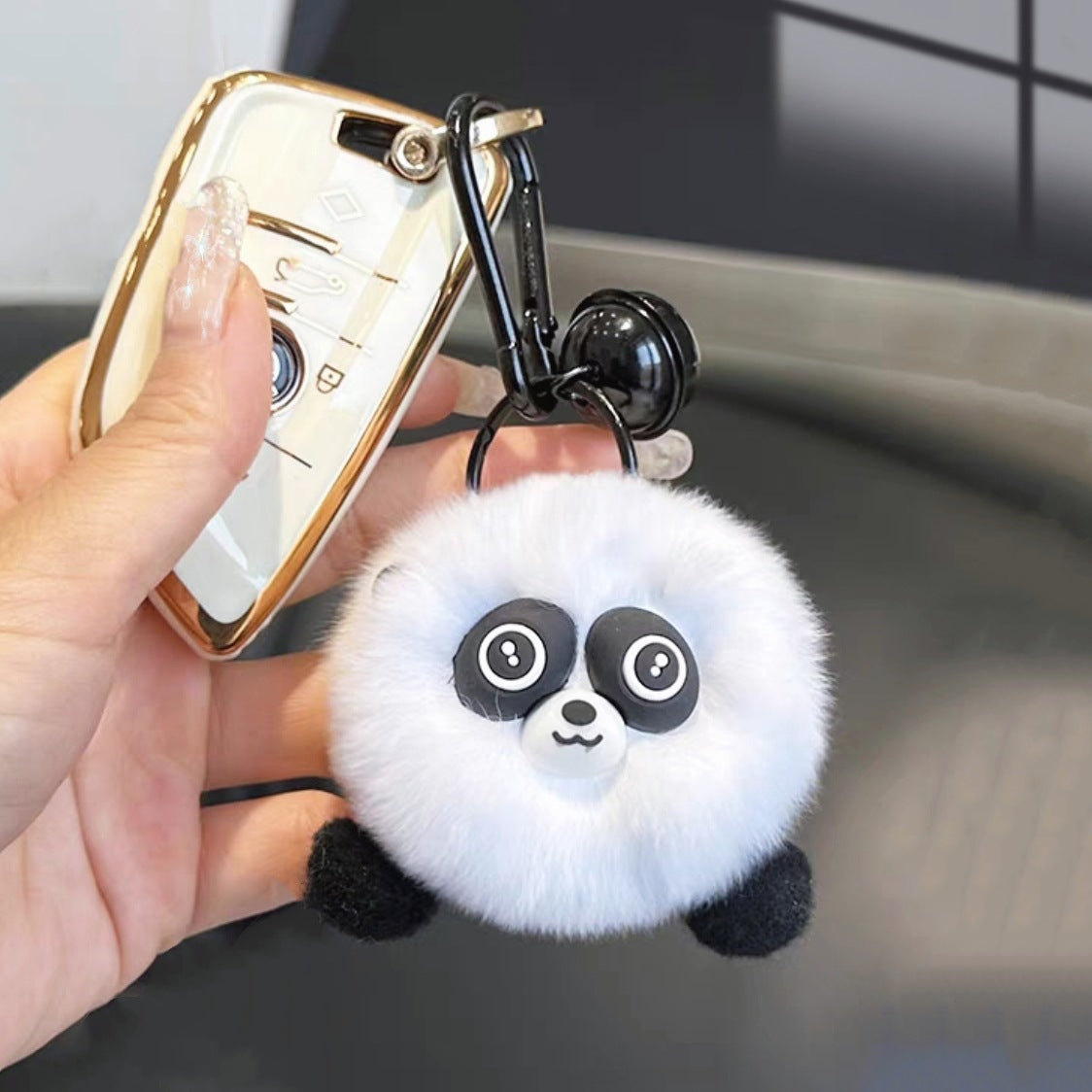 Rabbit Fur Lesser Panda Elf Car Key Ring