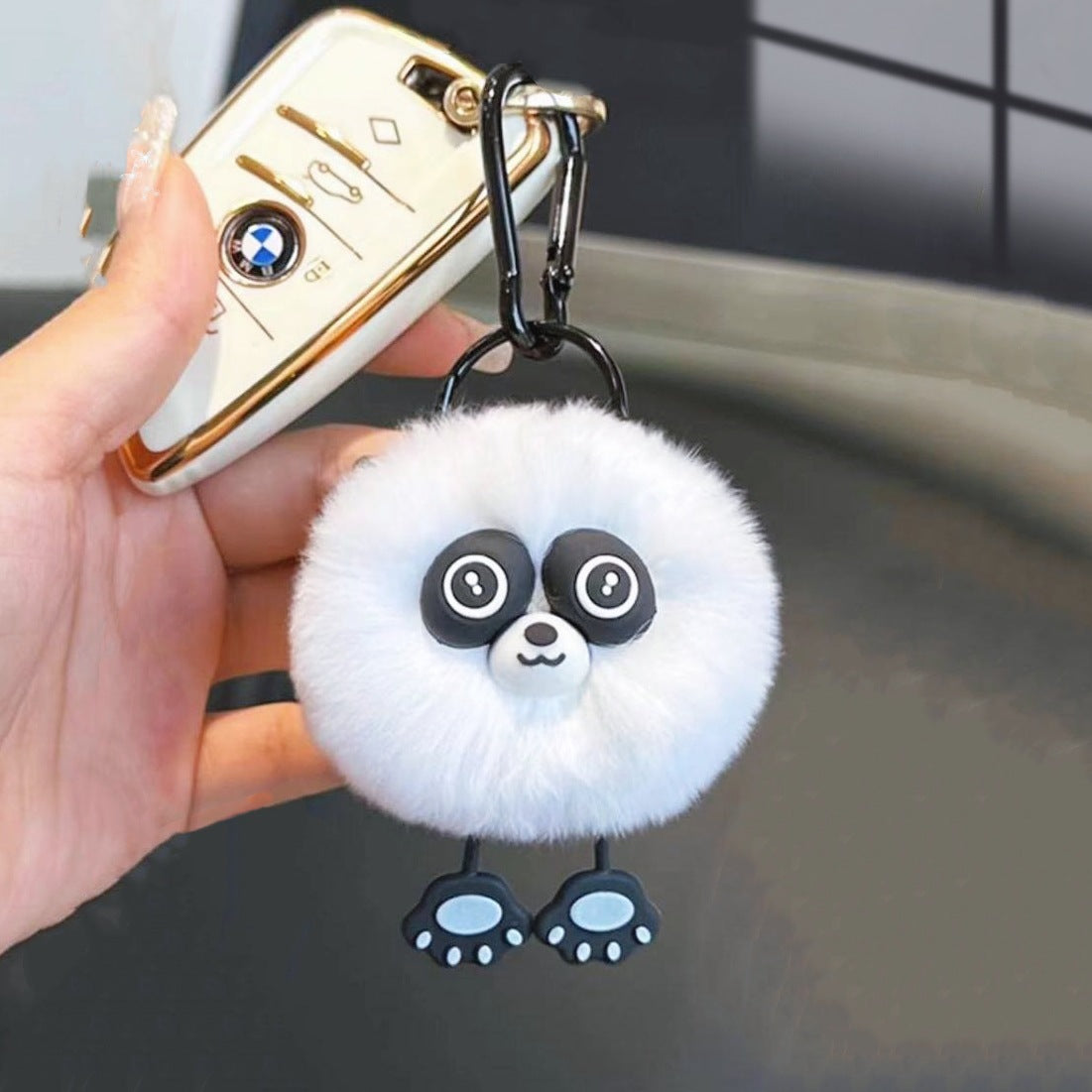 Rabbit Fur Lesser Panda Elf Car Key Ring