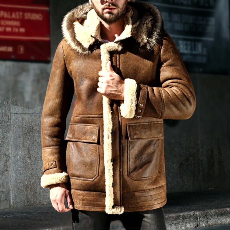 European And American Winter New Leather And Fur Men's Coat