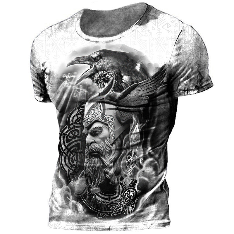 Viking Style 3D Printed Men's T-shirt Round Neck Short Sleeve Top