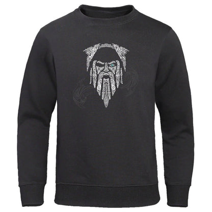 European And American 3D Printed Viking Series Pattern Loose Sports And Leisure Pullover Top