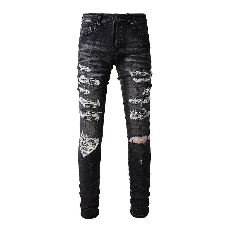 High Street Jeans Smocking Patch Skinny Jeans