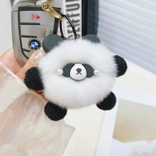 Rabbit Fur Lesser Panda Elf Car Key Ring