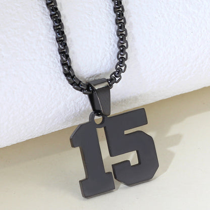 Simple Fashion Numbers Stainless Steel Black Double-sided Necklace