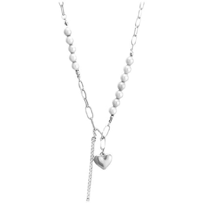 Luminous Pearl Heart Pendant Necklace Men's Fashion