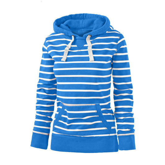 Women's Casual Long Sleeved Hooded Striped Sweater Jacket