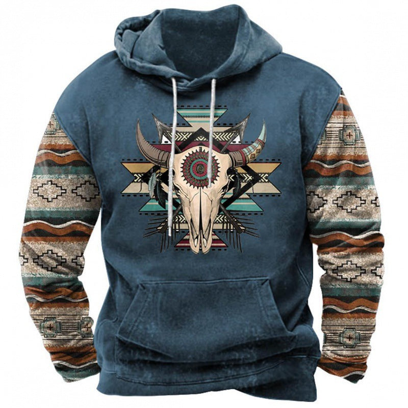 Printed Hoodie Men's Clothing With Pockets