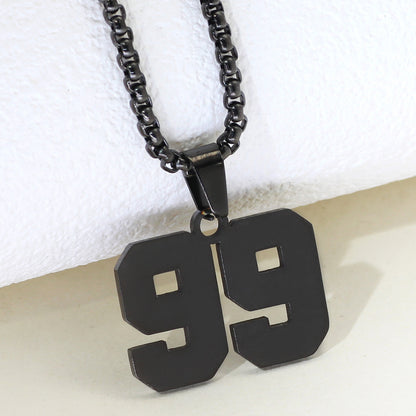 Simple Fashion Numbers Stainless Steel Black Double-sided Necklace