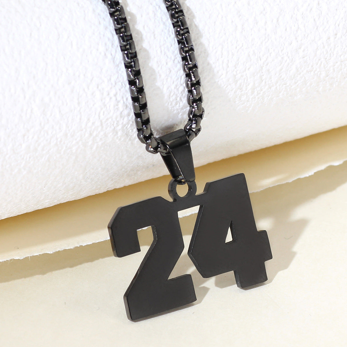 Simple Fashion Numbers Stainless Steel Black Double-sided Necklace