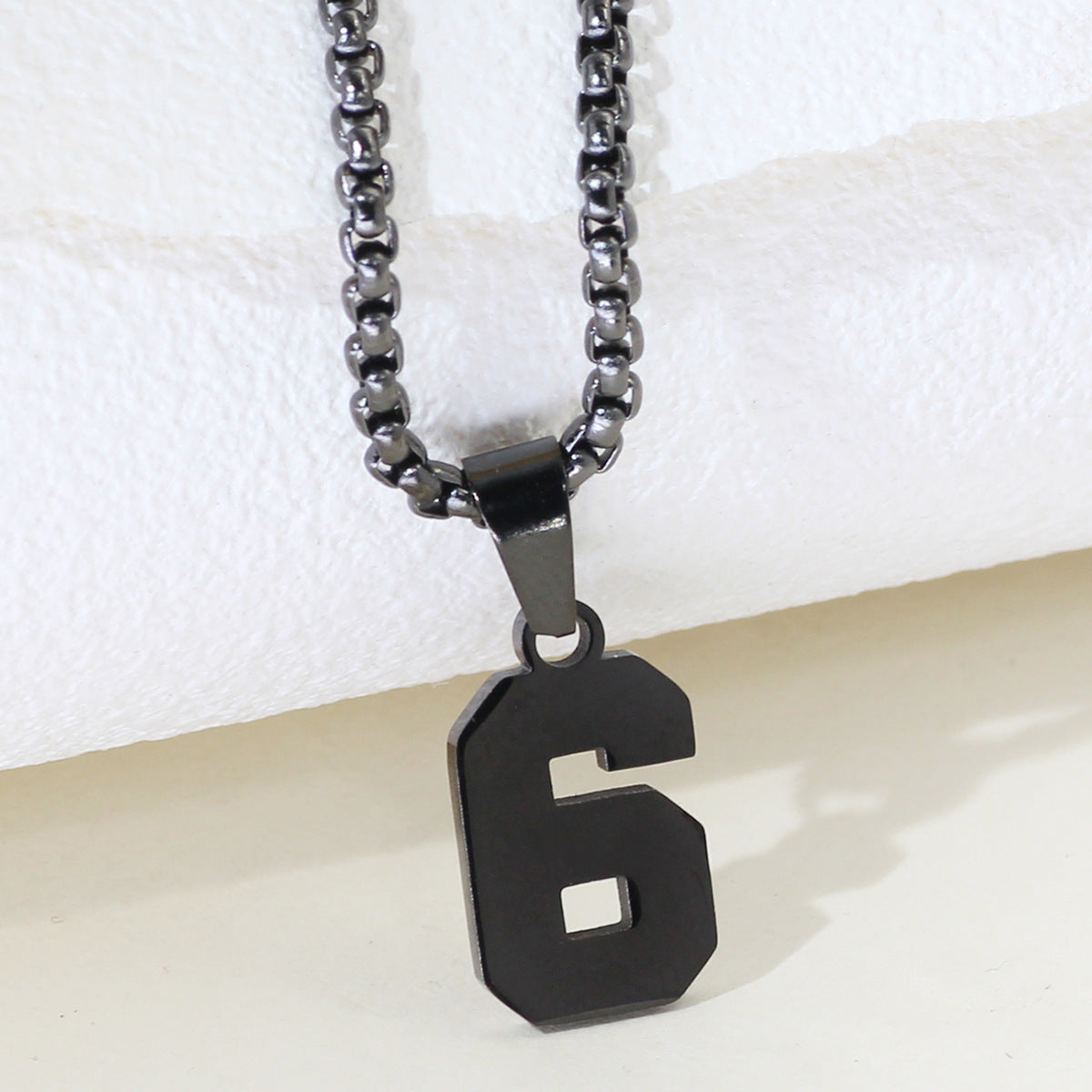 Simple Fashion Numbers Stainless Steel Black Double-sided Necklace