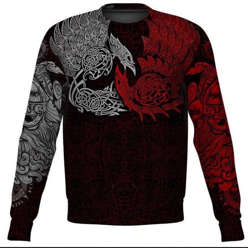 European And American 3D Printed Viking Series Pattern Loose Sports And Leisure Pullover Top