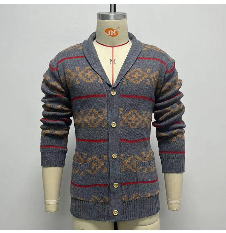 Autumn And Winter Jacquard Sweater Men