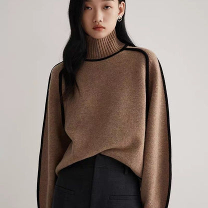 Autumn And Winter Half Turtleneck Three-dimensional Casual Loose Pullover Knitted Sweater