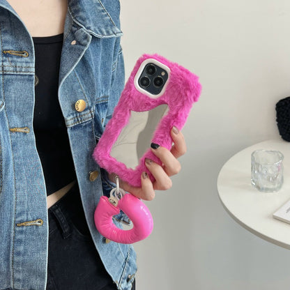 Fluffy Make-up Mirror Phone Shell