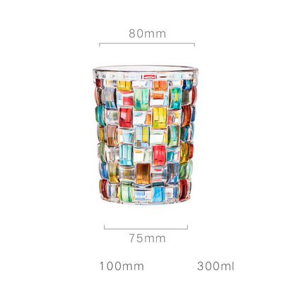 European Style New Enamel Whisky Glass With Colorful Woven Pattern