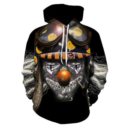 Hoodies Evil Clown Digital Printing Loose Hooded Casual Sweatshirt