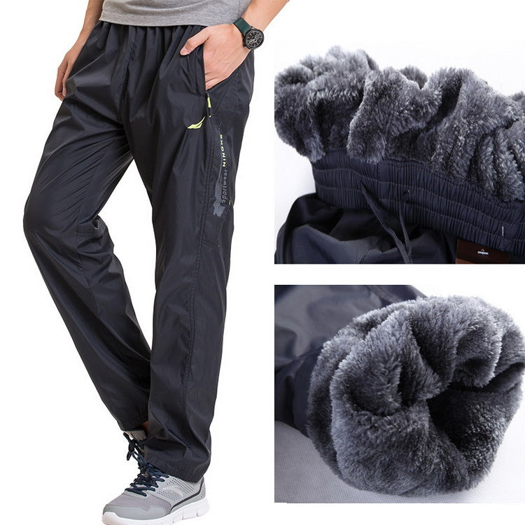 Men's Winter Fleece-lined Quick-drying Polyester Trousers