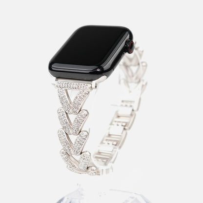 Diamond-embedded Love V-shaped Smart Watch Strap