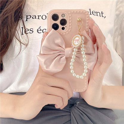 Bowknot Pearl Chain Mobile Phone Case