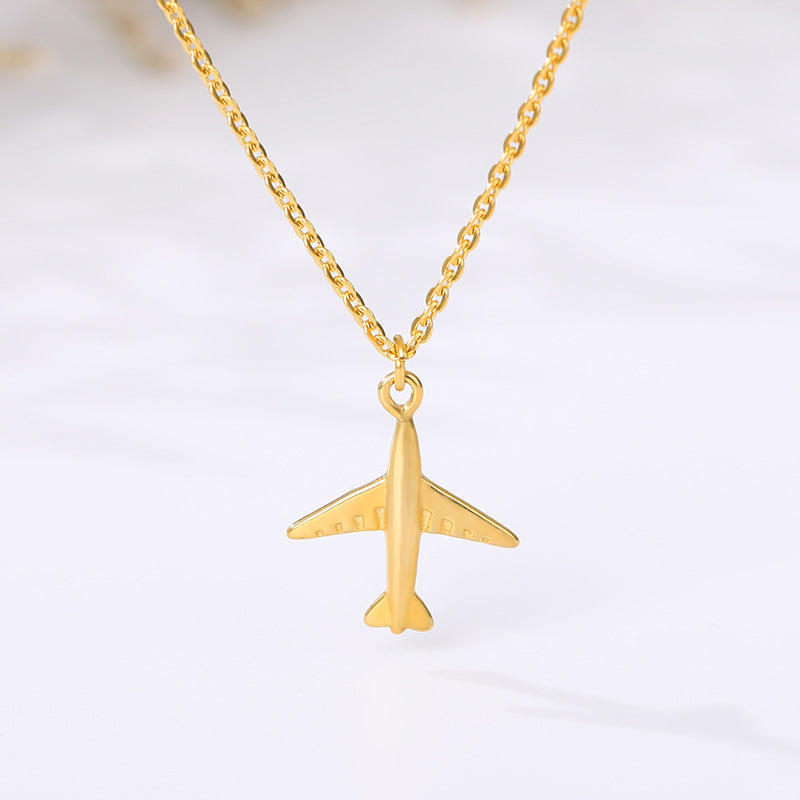 Stainless Steel Paper Plane Pendant Necklace