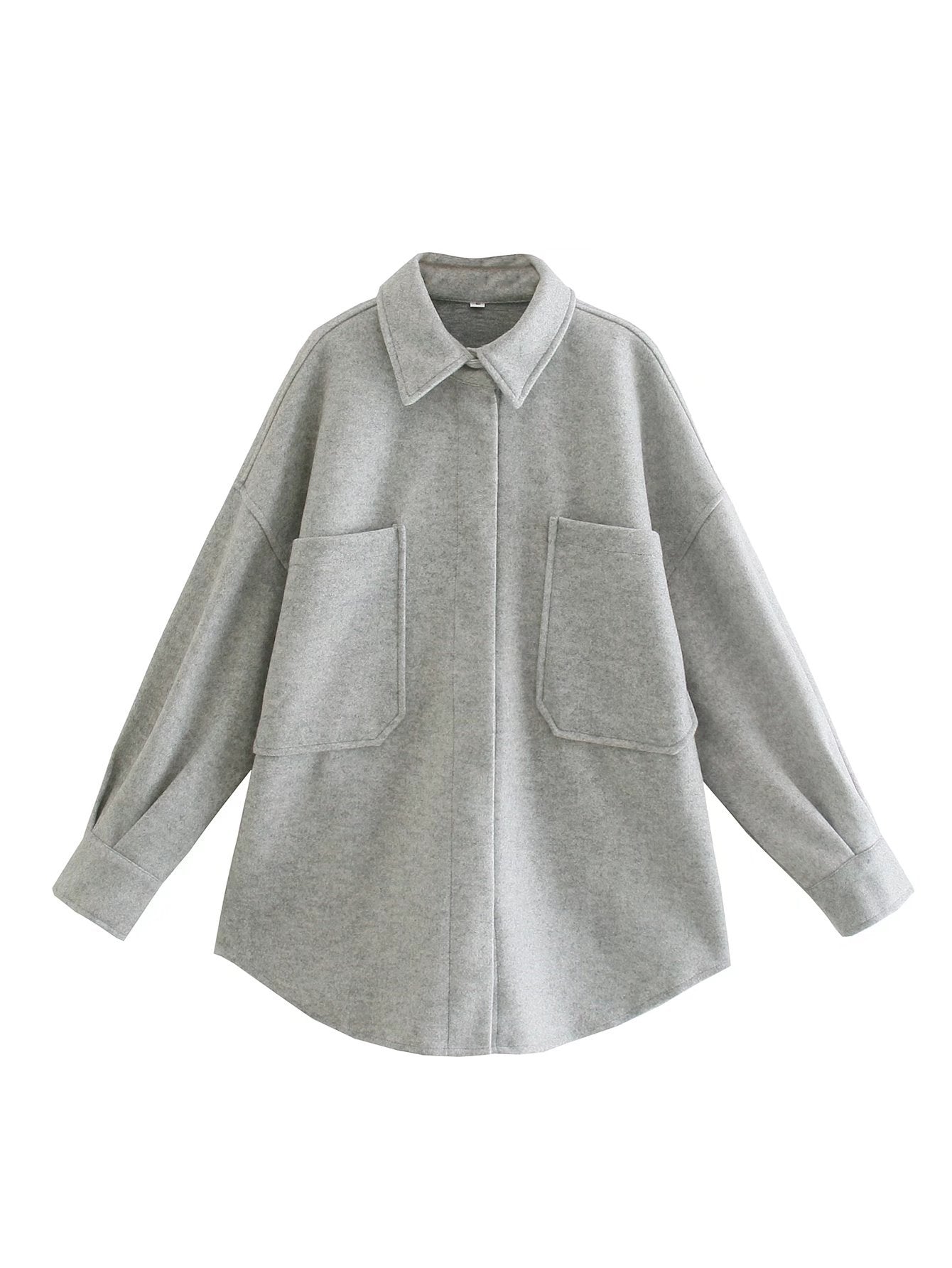 Vintage Woolen Shirt Top Spring Winter New Loose Profile Shirt Coat