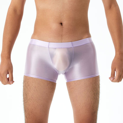 Shiny Glossy Silky Transparent Boxers Pocket U Convex