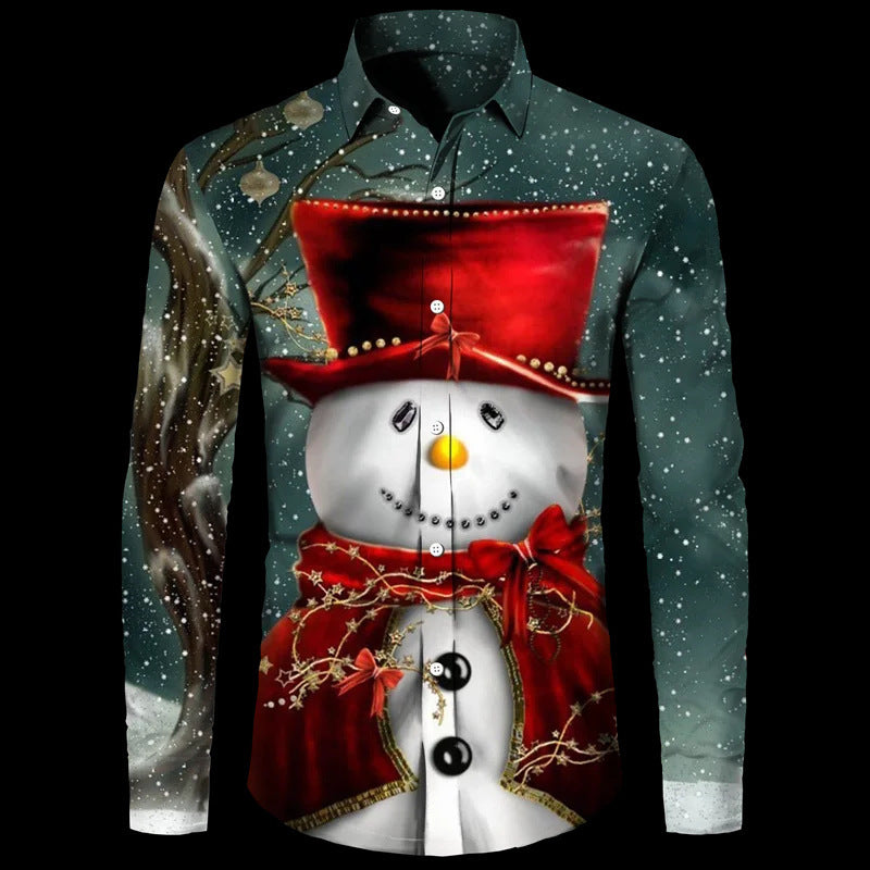 European And American Long Sleeve Shirt Christmas Series 3D Digital Printing