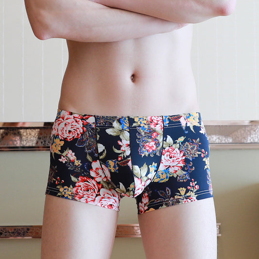 Summer Low Waist Thin Ice Silk Men's Boxer Shorts