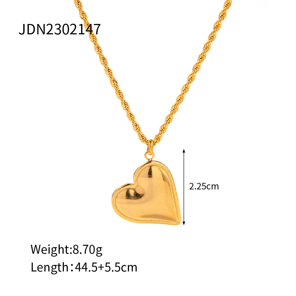 Simple Love Pendant Hemp Flowers Chain Necklace Titanium Steel Colorfast Gold Pendant Necklace