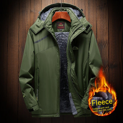 Autumn And Winter Zipper Casual Regular Side Seam Waterproof Fleece Lined Thickened Breathable Jacket