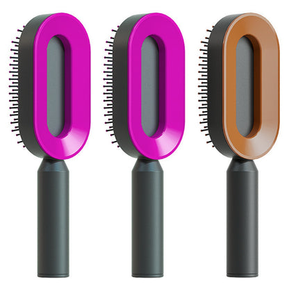 Self Cleaning Hair Brush For Women One-key Cleaning Hair Loss Airbag Massage Scalp Comb Anti-Static Hairbrush