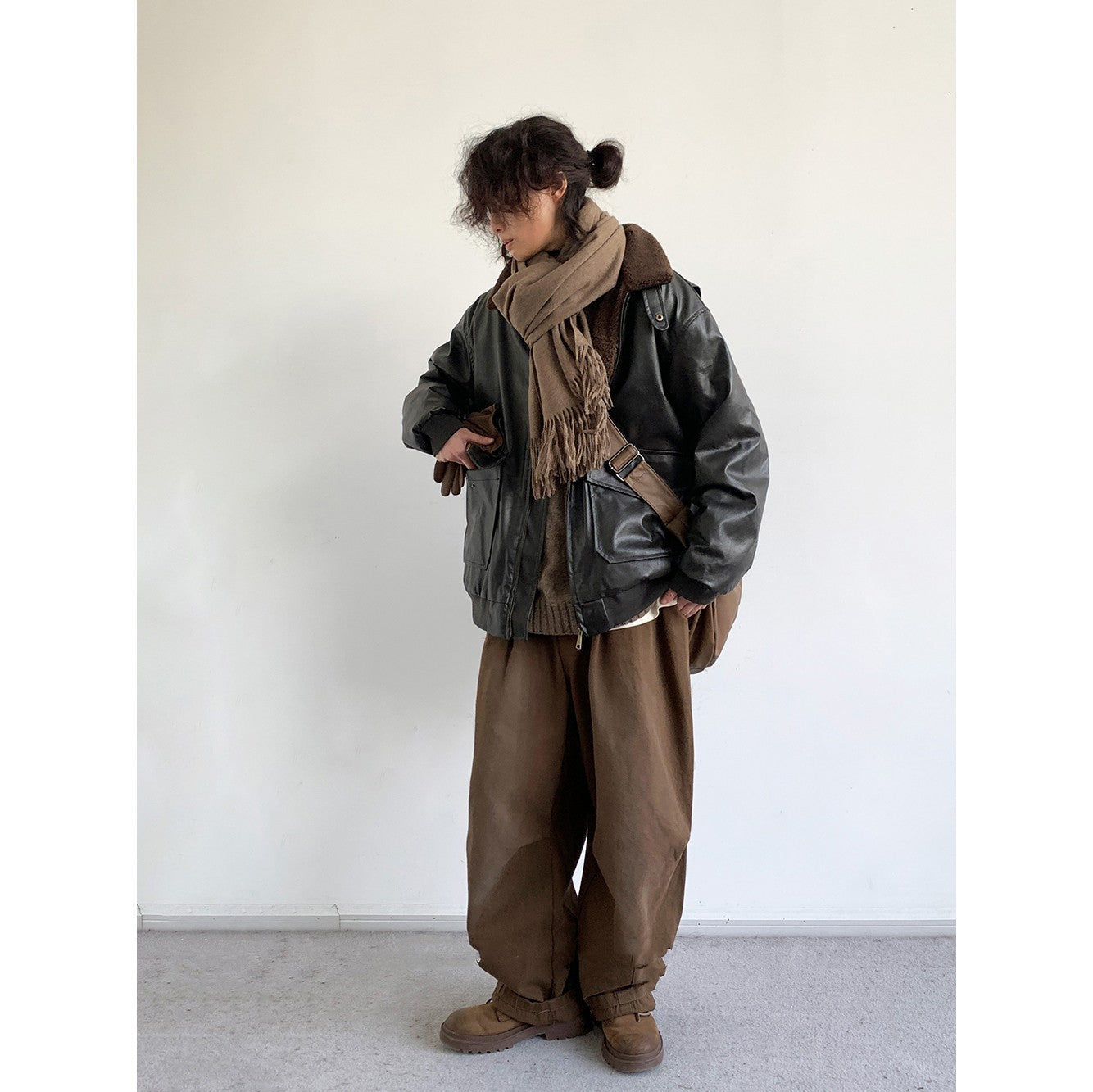 Retro Neutral Overalls Basic Style Casual Long Pants