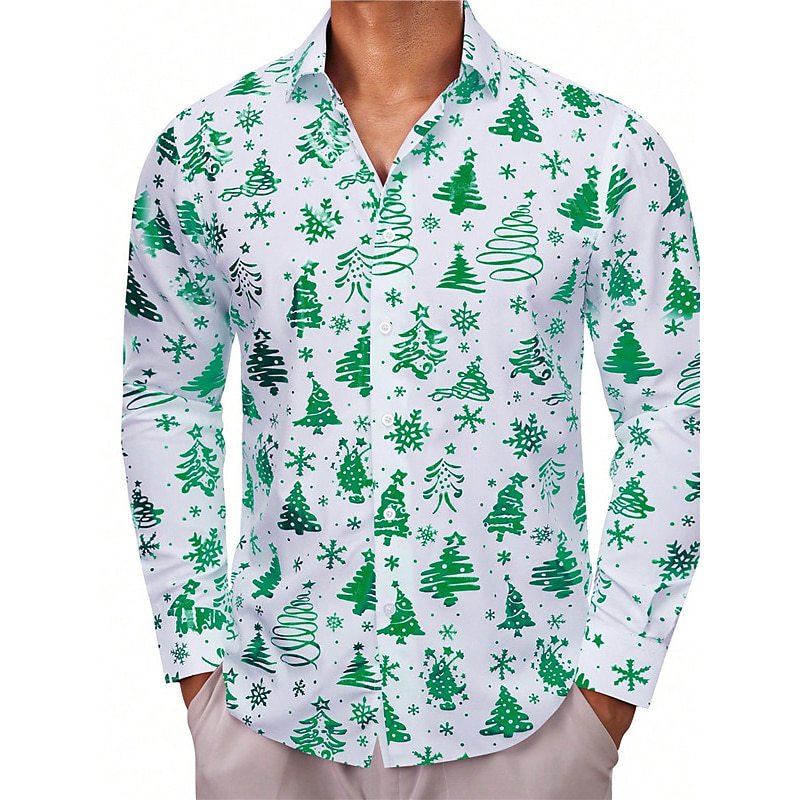 3D Digital Printing Christmas Tree Shirt Lapel