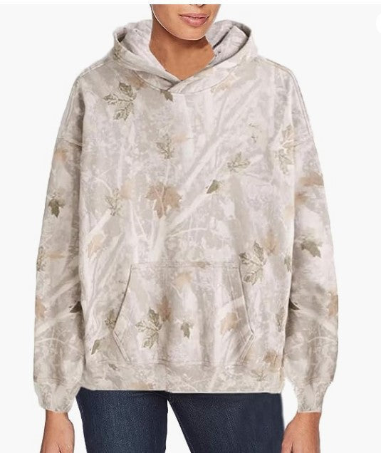 Camouflage Hoodie Maple Leaf Print Oversized Sports Hoodie With Pocket Break