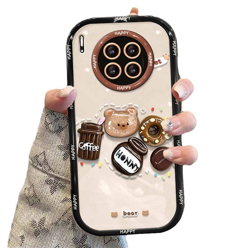 Coffee Bear Three-dimensional Doll Pendant Drop-resistant Phone Case