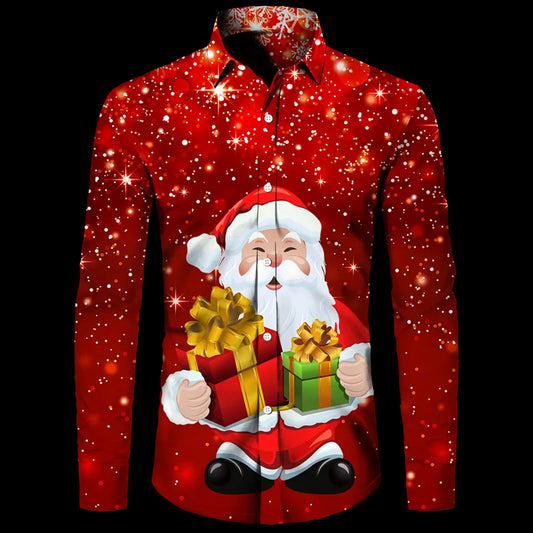 European And American Long Sleeve Shirt Christmas Series 3D Digital Printing