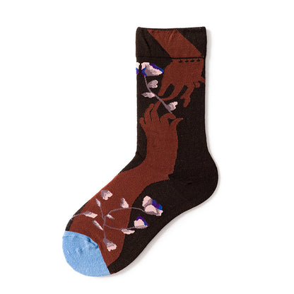 Autumn And Winter Graffiti Portrait Personalized Mid-calf Length Socks Creative