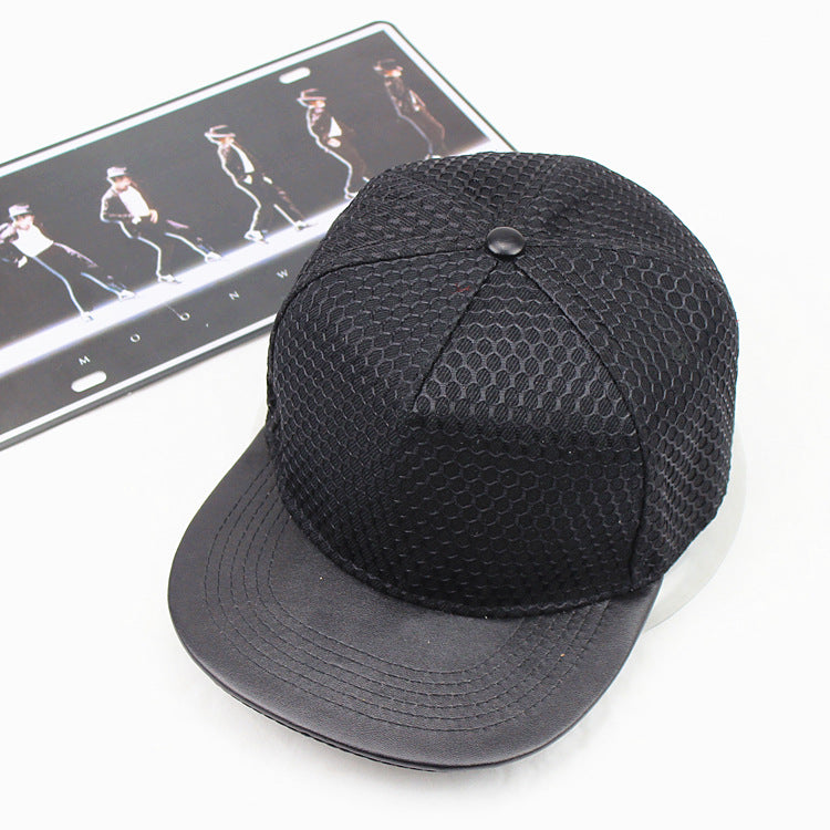 Mesh Stitching Trendy Flat Brim Hip Hop Hat Sun Hat