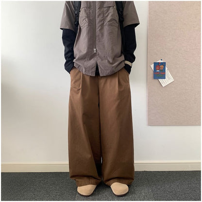 Japanese Wide Leg Pants Solid Color Casual Loose And Simple Straight-leg Trousers