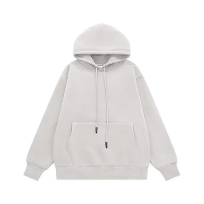 Couple Sweater Fleece-lined Thickened Hooded Solid Color Hoodie