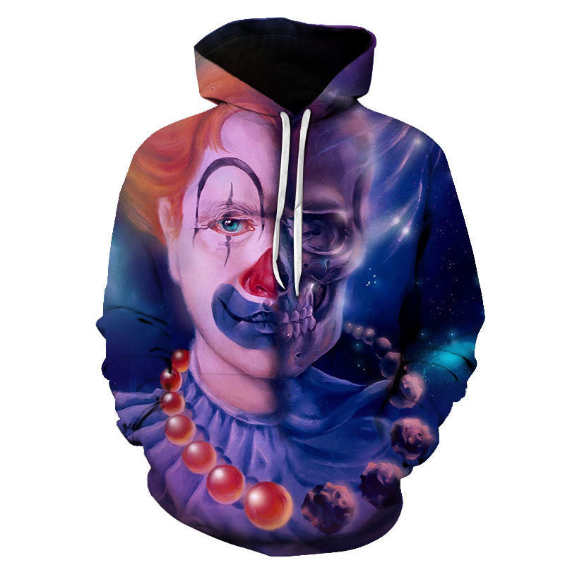 Hoodies Evil Clown Digital Printing Loose Hooded Casual Sweatshirt