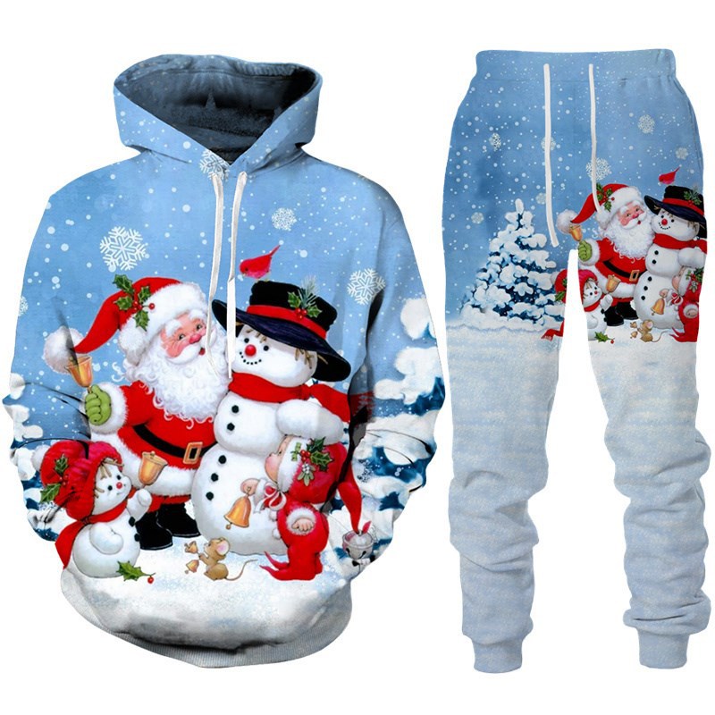 Santa Claus 3D Printing Hooded Sportswear