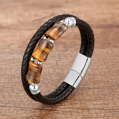 Fashion Bamboo Joint Tiger-eye Bracelet